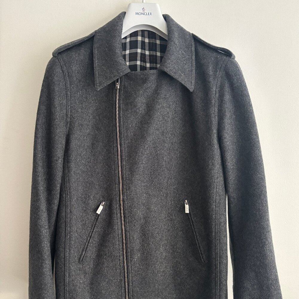 Agnes B. Grey Wool Zip Pea Coat Rider's Jacket Small - Medium